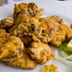 Fried brains served with lemon wedge